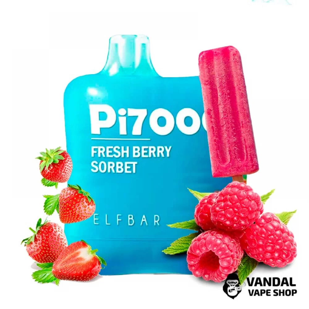 Одноразовий Pod Elf Bar PI7000 500 мАг 5% на 7000 затяжок зі смаком ягідного сорбету Одноразовий Pod Elf Bar PI7000 500 мАг 5% на 7000 затяжок зі смаком ягідного сорбету