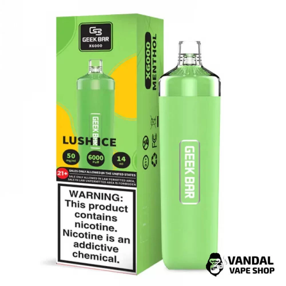 Одноразовый Pod Geek Bar X6000 630 мАч 5% на 6000 затяжек со вкусом арбуза и ментола