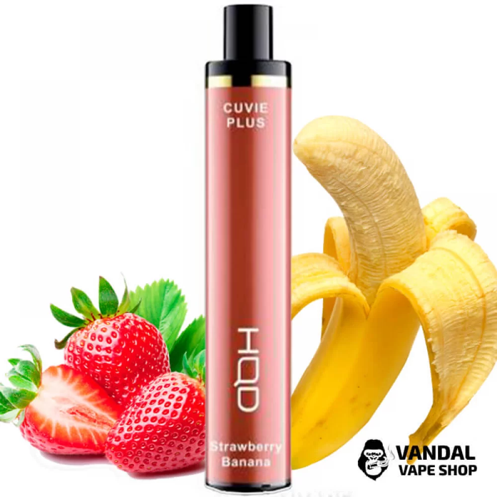 Одноразовая Pod система HQD Cuvie Plus на 1200 затяжек со вкусом клубники и банана Одноразовая Pod система HQD Cuvie Plus на 1200 затяжек со вкусом клубники и банана