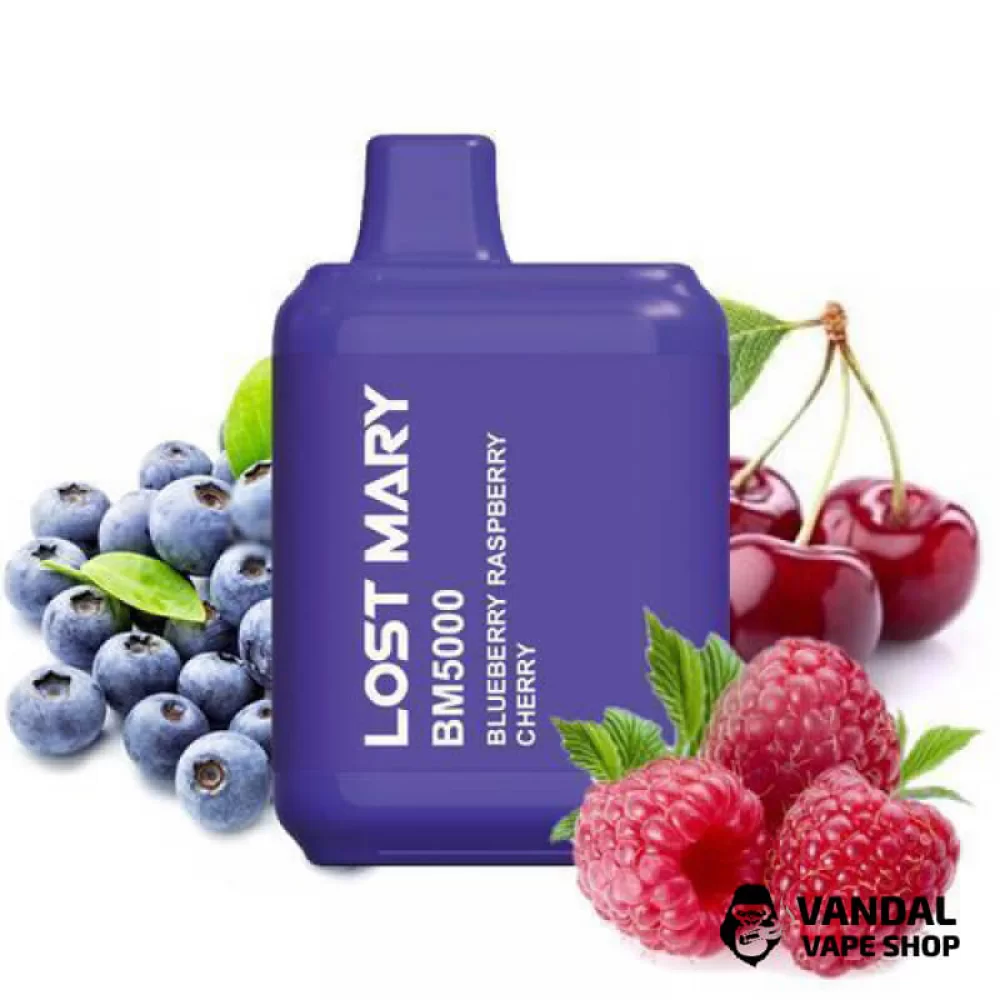 Одноразовий Pod Lost Mary BM5000 650 мАг 5% на 5000 затяжок зі смаком чорниці, малини та вишні