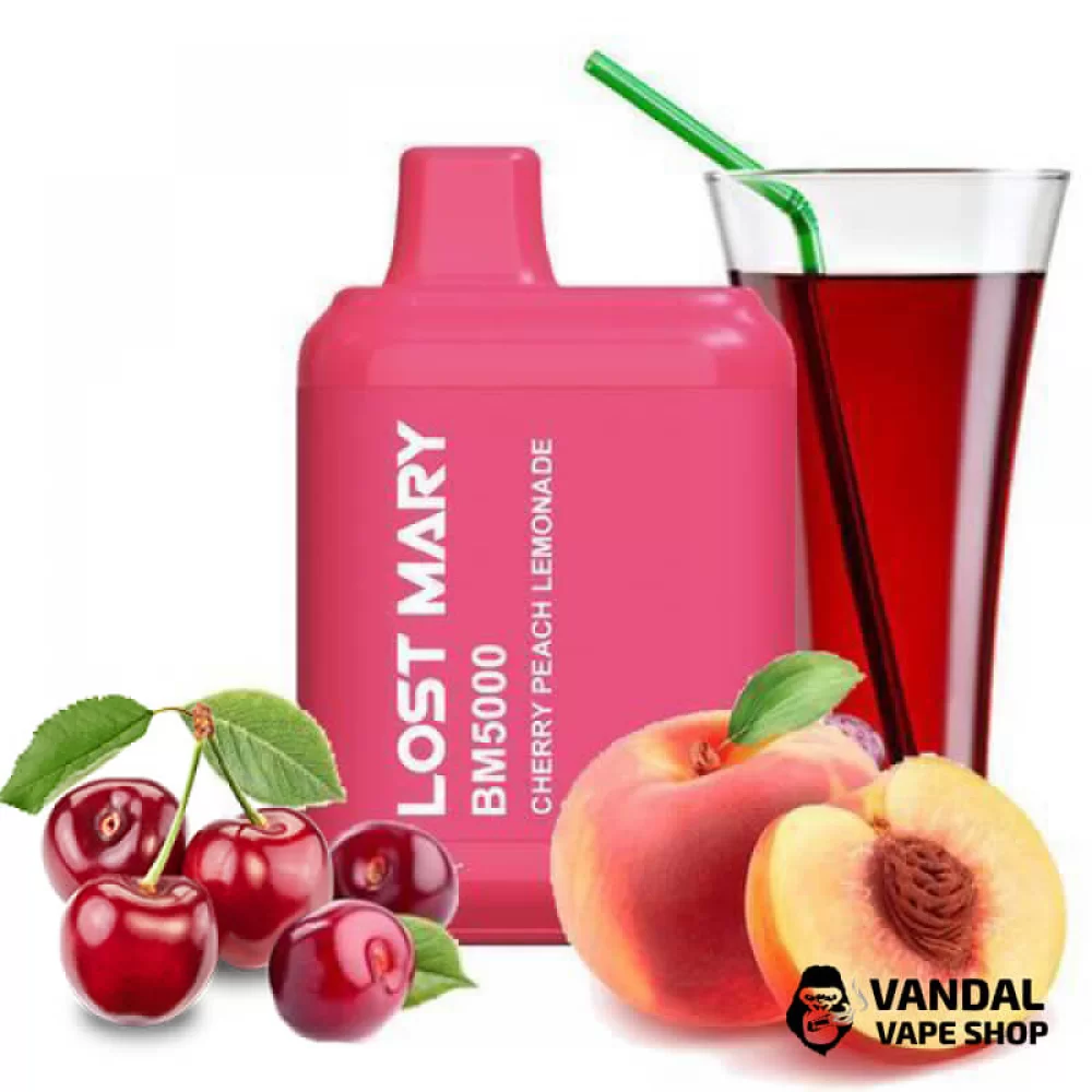 Одноразовий Pod Lost Mary BM5000 650 мАг 5% на 5000 затяжок зі смаком вишнево-персикового лимонаду Одноразовий Pod Lost Mary BM5000 650 мАг 5% на 5000 затяжок зі смаком вишнево-персикового лимонаду