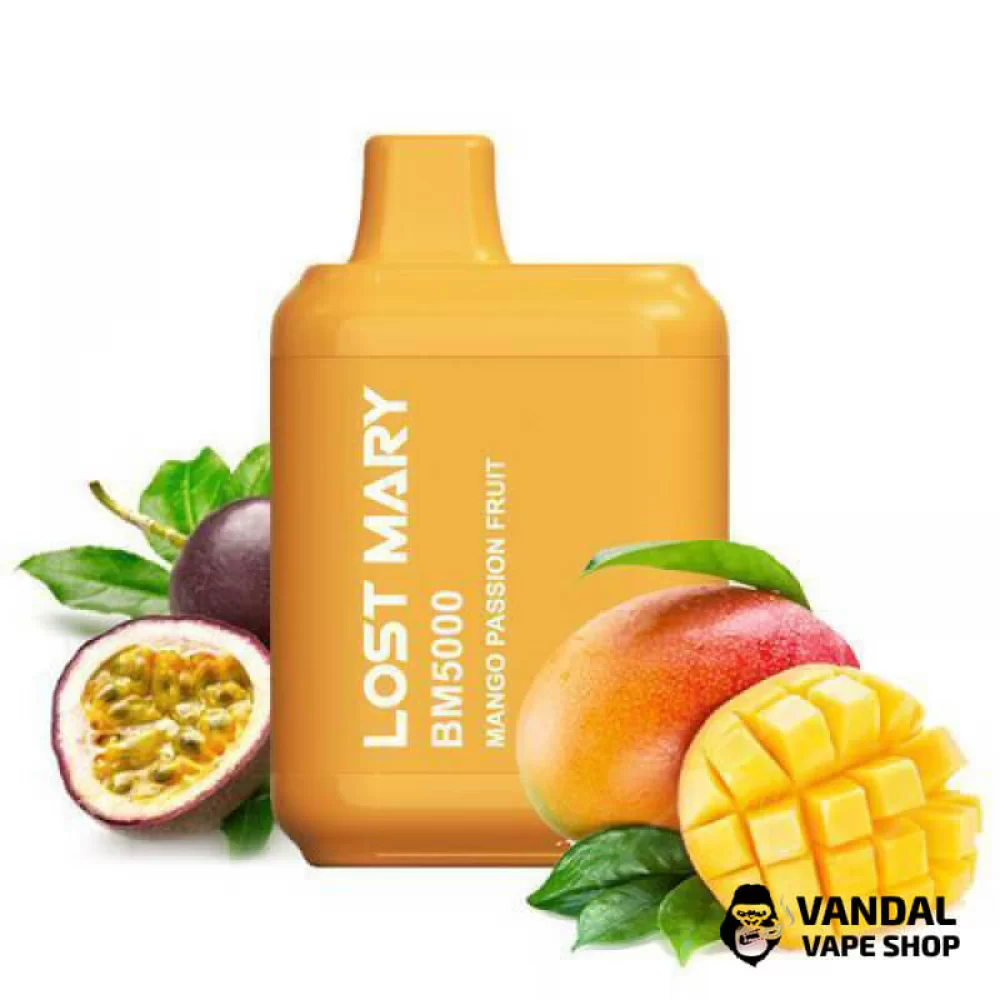 Одноразовый Pod Lost Mary BM5000 650 мАч 5% на 5000 затяжек со вкусом манго и маракуйи Одноразовый Pod Lost Mary BM5000 650 мАч 5% на 5000 затяжек со вкусом манго и маракуйи