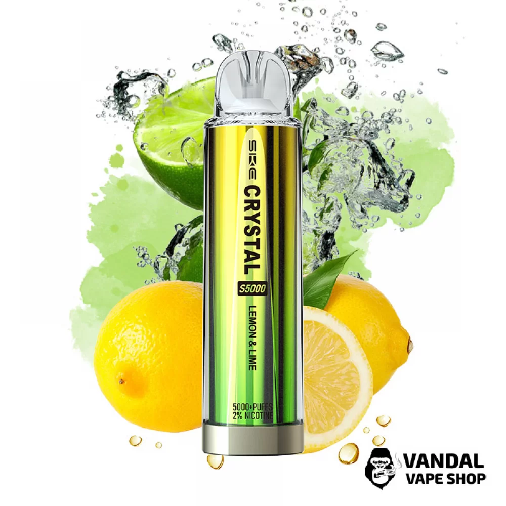 Одноразова Pod система SKE Crystal S5000 50 мг 650 мАг на 5000 затяжок зі смаком лимона і лайма Одноразова Pod система SKE Crystal S5000 50 мг 650 мАг на 5000 затяжок зі смаком лимона і лайма