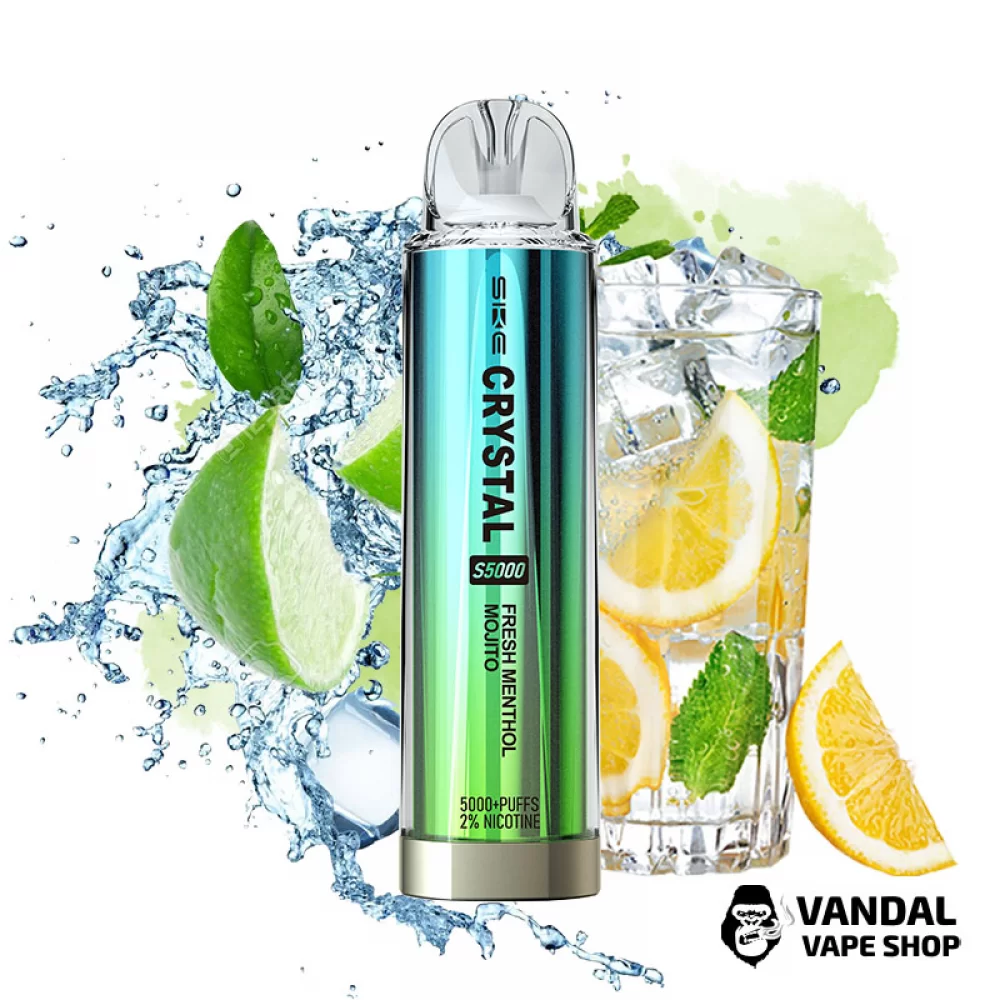 Одноразова Pod система SKE Crystal S5000 50 мг 650 мАг на 5000 затяжок зі смаком мохіто з ментолом Одноразова Pod система SKE Crystal S5000 50 мг 650 мАг на 5000 затяжок зі смаком мохіто з ментолом