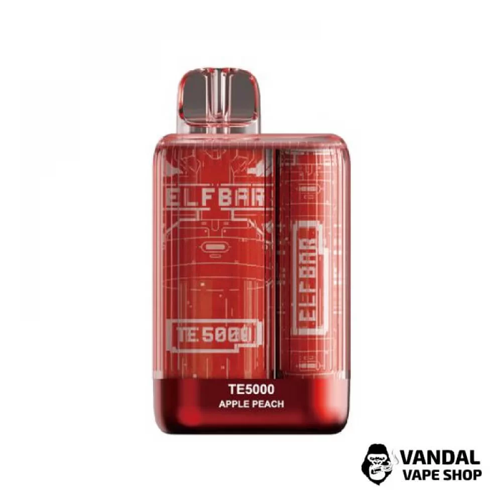 Одноразовий Pod Elf Bar TE5000 550 мАг на 5000 затяжок зі смаком яблука та персика Одноразовий Pod Elf Bar TE5000 550 мАг на 5000 затяжок зі смаком яблука та персика