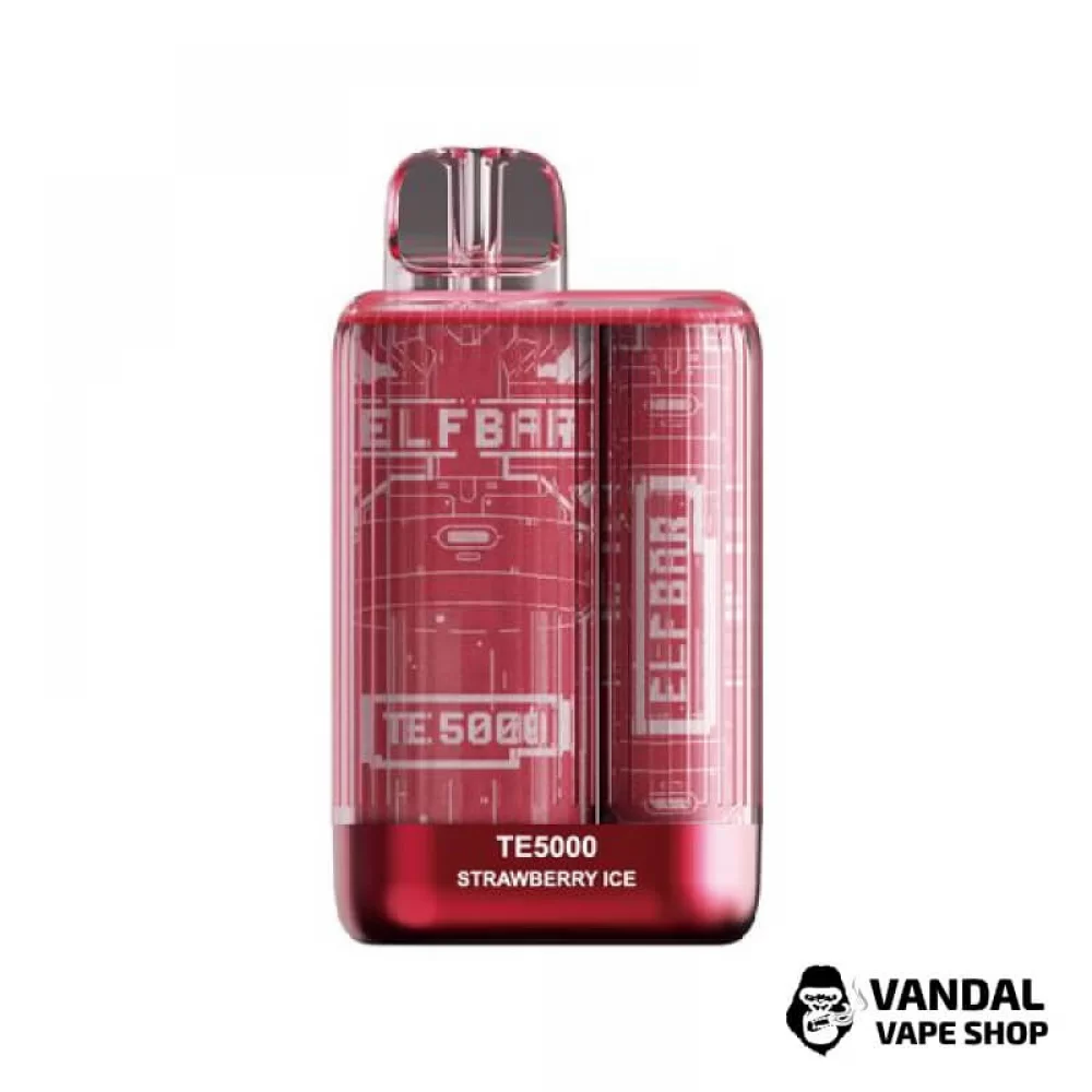 Одноразовый Pod Elf Bar TE5000 550 мАч на 5000 затяжек со вкусом клубники со льдом Одноразовый Pod Elf Bar TE5000 550 мАч на 5000 затяжек со вкусом клубники со льдом