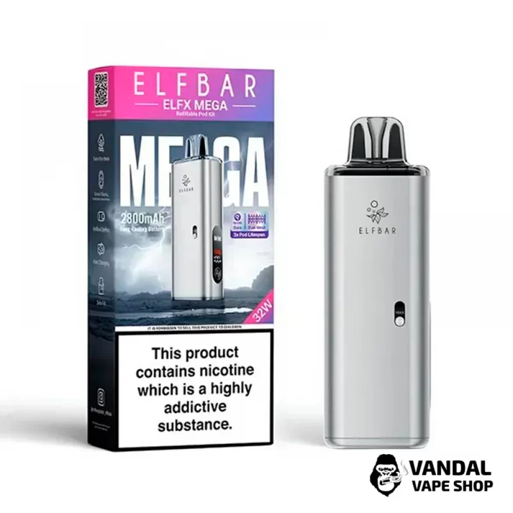 Оригинальная подсистема Elf Bar ELFX Mega в серебряном цвете