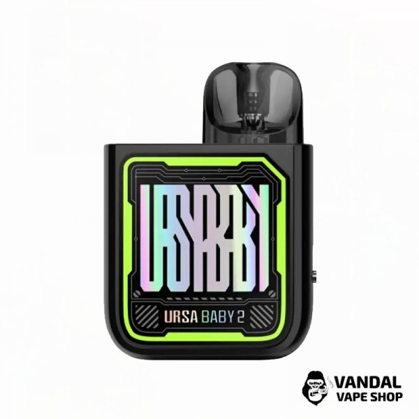Оригінальна Pod-система Lost Vape Ursa Baby 2 Pod Kit в чорному кольорі з райдужним та зеленим візерунком