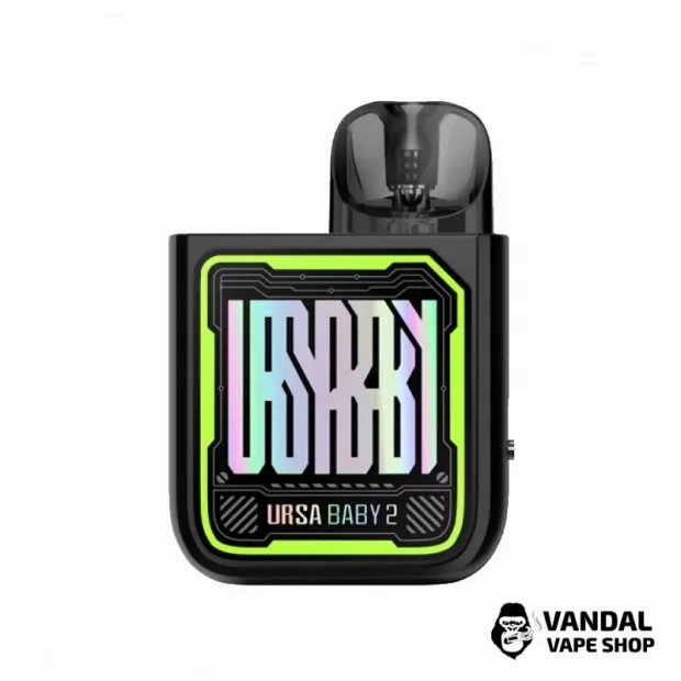 Оригинальная Pod-система Lost Vape Ursa Baby 2 Pod Kit в черном цвете с радужным и зеленым узором