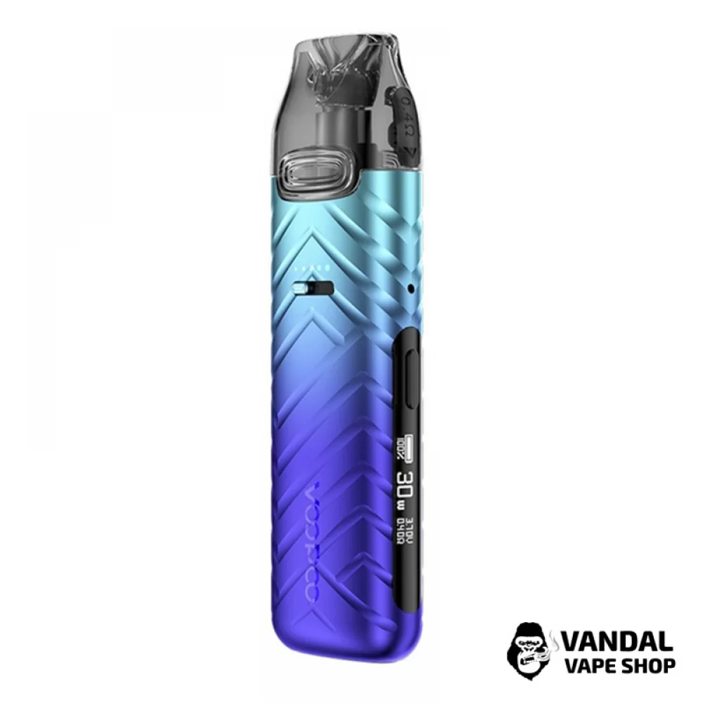 Pod-система Voopoo VMATE Pro Power Edition в блакитному кольорі з тисненням 
