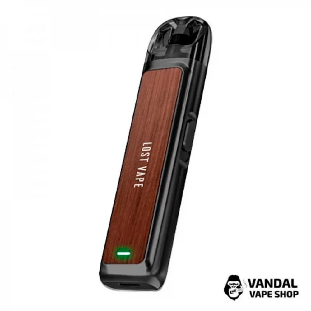 Pod-система Lost Vape Ursa Nano Pod Kit 800 мАг в чорному корпусі та вставкою в текстурі червоного сандалового дерева