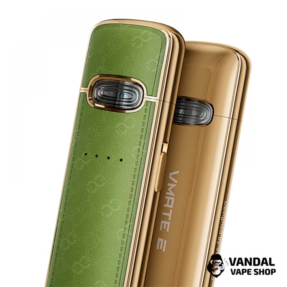 Pod-система VooPoo VMATE E в зелено-золотом цвете Pod-система VooPoo VMATE E в зелено-золотом цвете