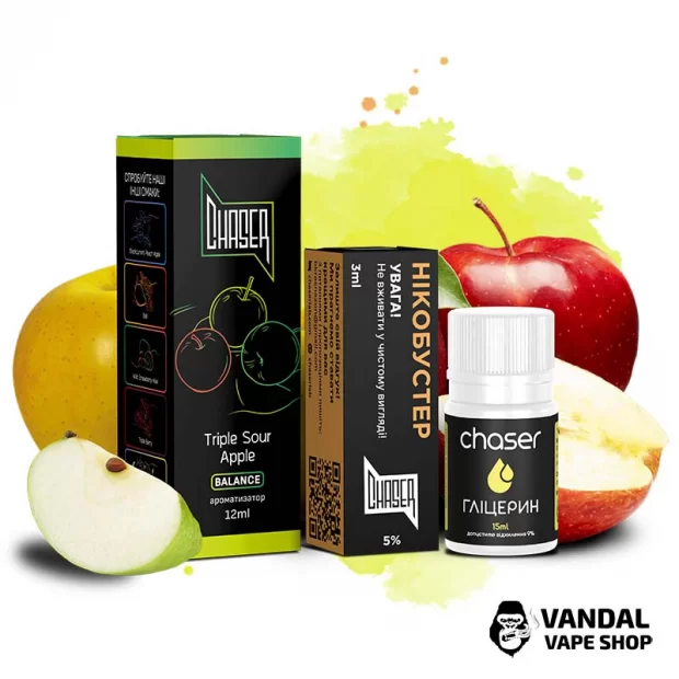 Набор для самозамеса Chaser Black 30 мл 65 мг со вкусом трех сортов кислых яблок