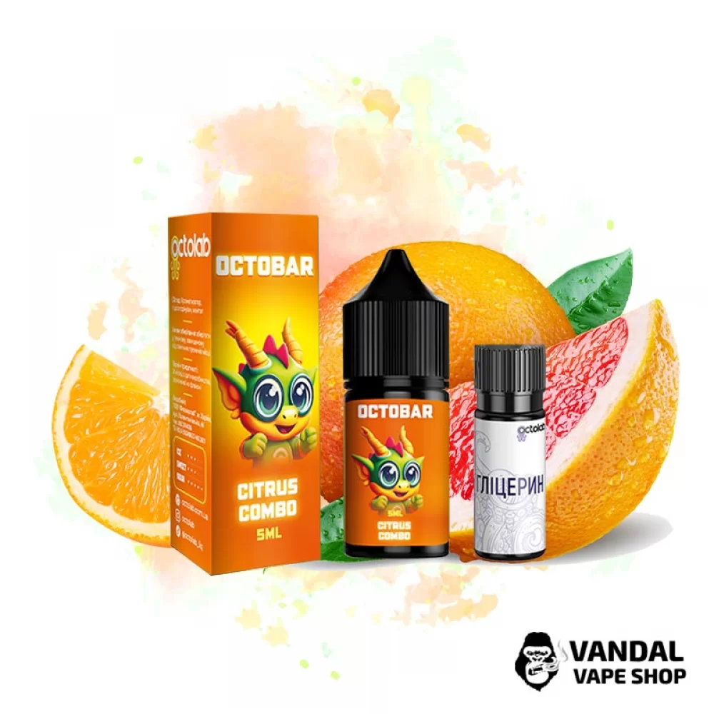 Набор для самозамеса Octo Bar NFT Salt 10 мл 50 мг со вкусом цитрусов Набор для самозамеса Octo Bar NFT Salt 10 мл 50 мг со вкусом цитрусов