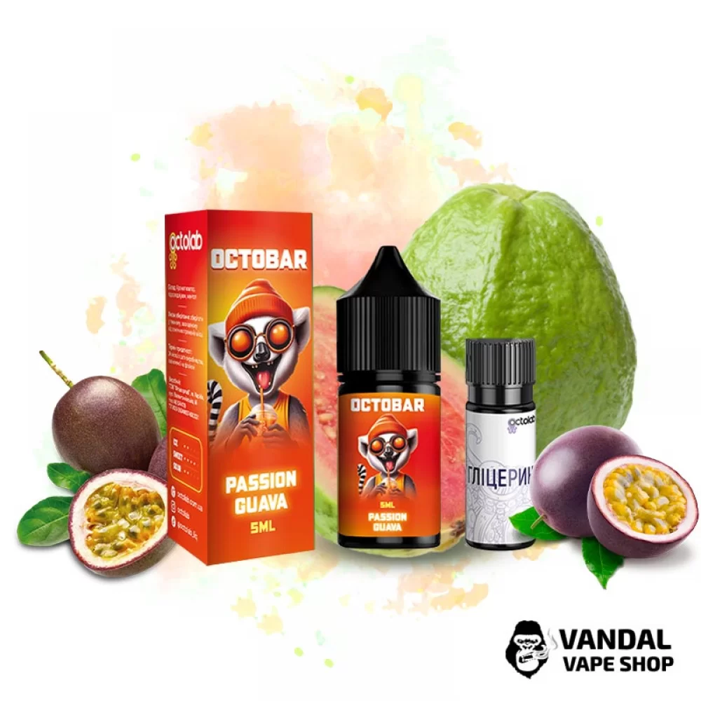 Набір для самозамісу Octo Bar NFT Salt 10 мл 50 мг зі смаком маракуї та гуави Набір для самозамісу Octo Bar NFT Salt 10 мл 50 мг зі смаком маракуї та гуави