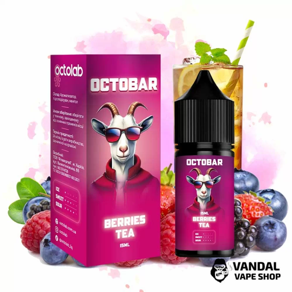 Набір для самозамісу Octo Bar NFT Salt 30 мл 50 мг зі смаком ягідного чаю Набір для самозамісу Octo Bar NFT Salt 30 мл 50 мг зі смаком ягідного чаю