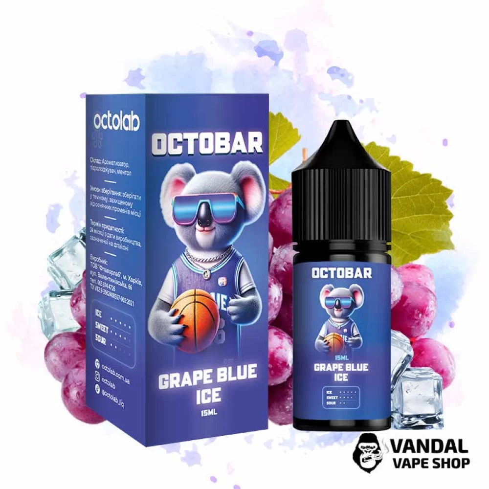 Набір для самозамісу Octo Bar NFT Salt 30 мл 50 мг зі смаком винограду та чорниці з холодком