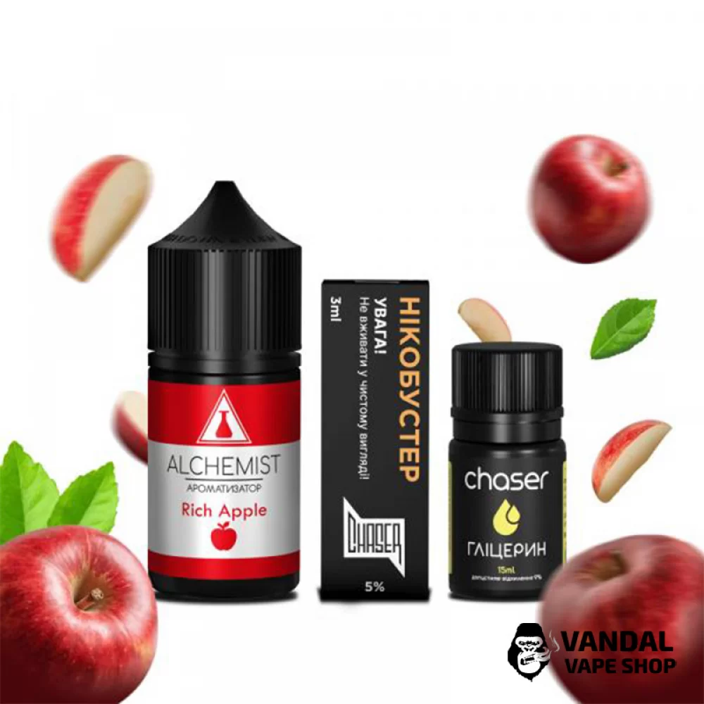 Набор для самозамеса Alchemist 30 мл 50 мг со вкусом яблока Набор для самозамеса Alchemist 30 мл 50 мг со вкусом яблока