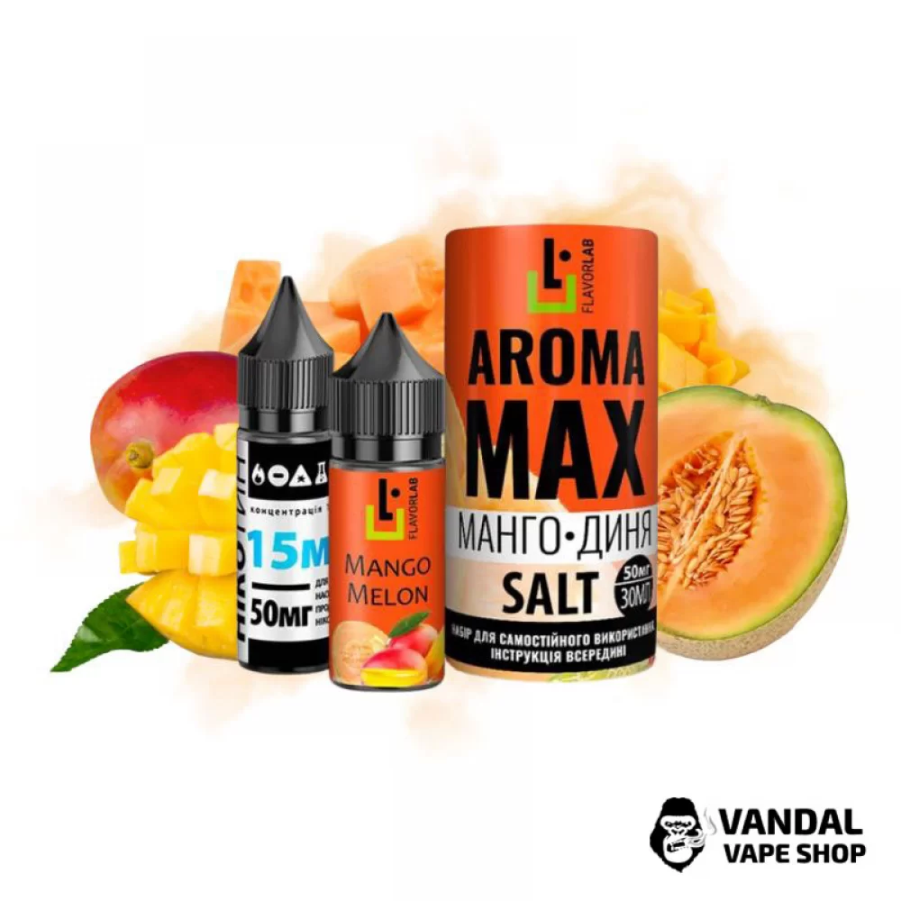 Набір для самозамісу Aroma MAX Salt 30 мл 50 мг зі смаком манго і дині Набір для самозамісу Aroma MAX Salt 30 мл 50 мг зі смаком манго і дині