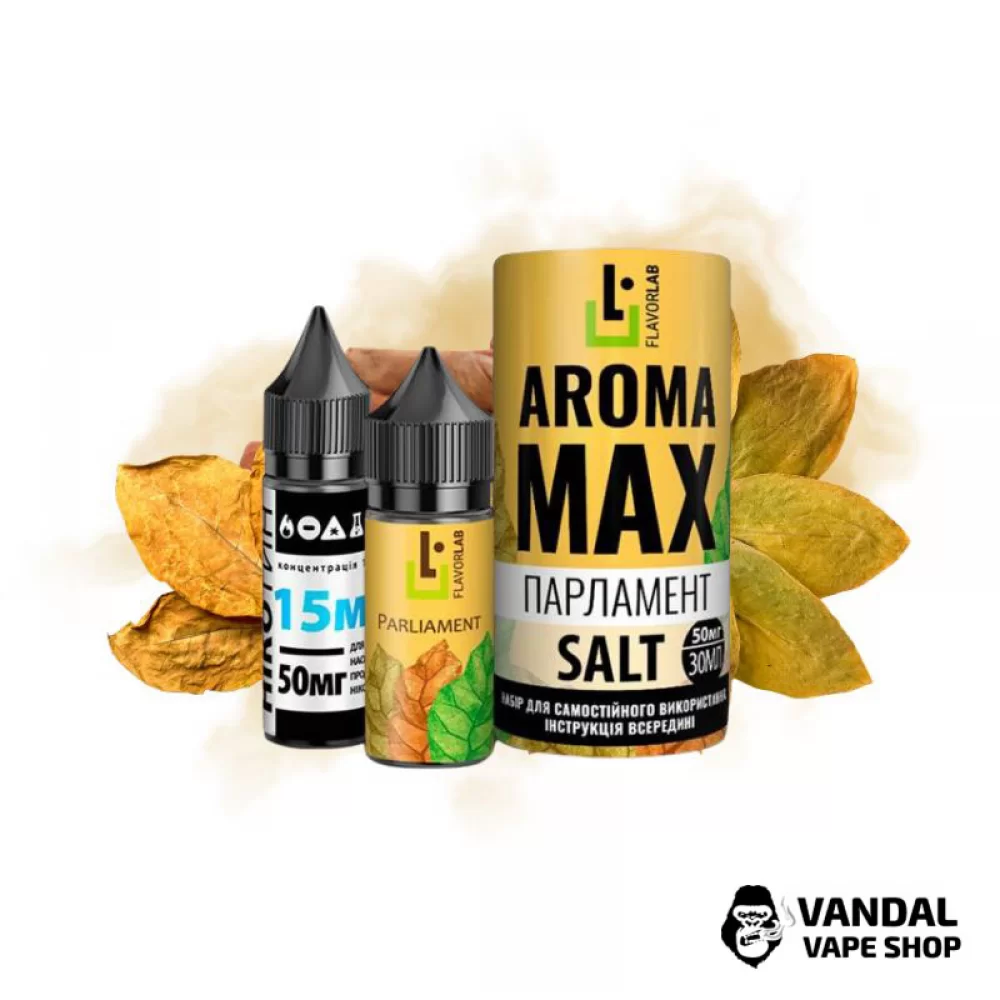 Набір для самозамісу Aroma MAX Salt 30 мл 50 мг зі смаком тютюну Набір для самозамісу Aroma MAX Salt 30 мл 50 мг зі смаком тютюну