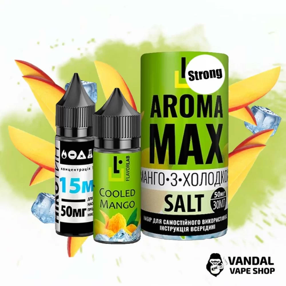 Набір для самозамісу Aroma MAX Salt Strong 30 мл 50 мг зі смаком манго з холодком Набір для самозамісу Aroma MAX Salt Strong 30 мл 50 мг зі смаком манго з холодком