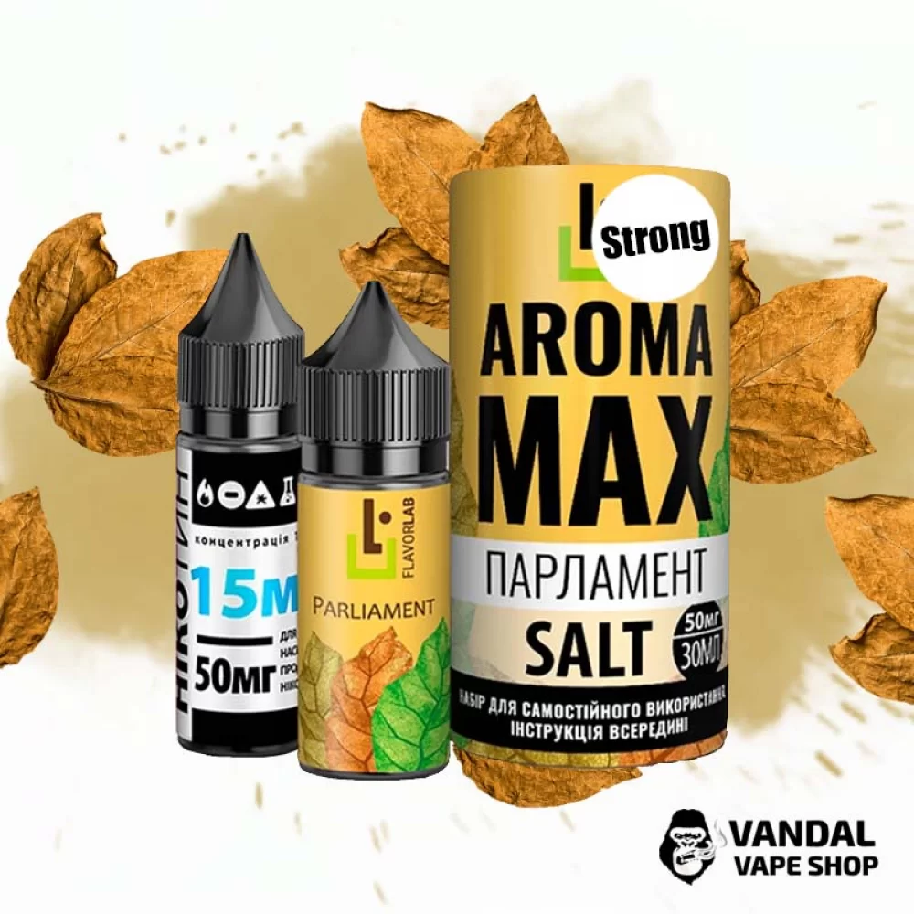 Набір для самозамісу Aroma MAX Salt Strong 30 мл 50 мг зі смаком тютюна Набір для самозамісу Aroma MAX Salt Strong 30 мл 50 мг зі смаком тютюна