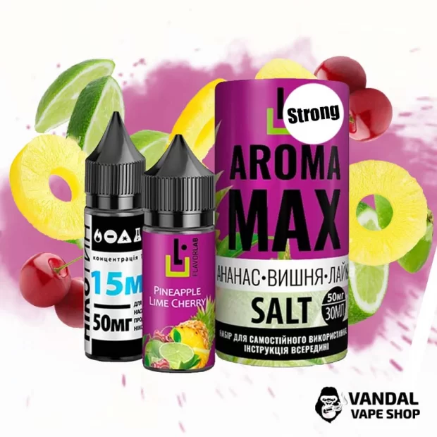 Набор для самозамеса Aroma MAX Salt Strong 30 мл 50 мг со вкусом ананаса, вишни и лайма