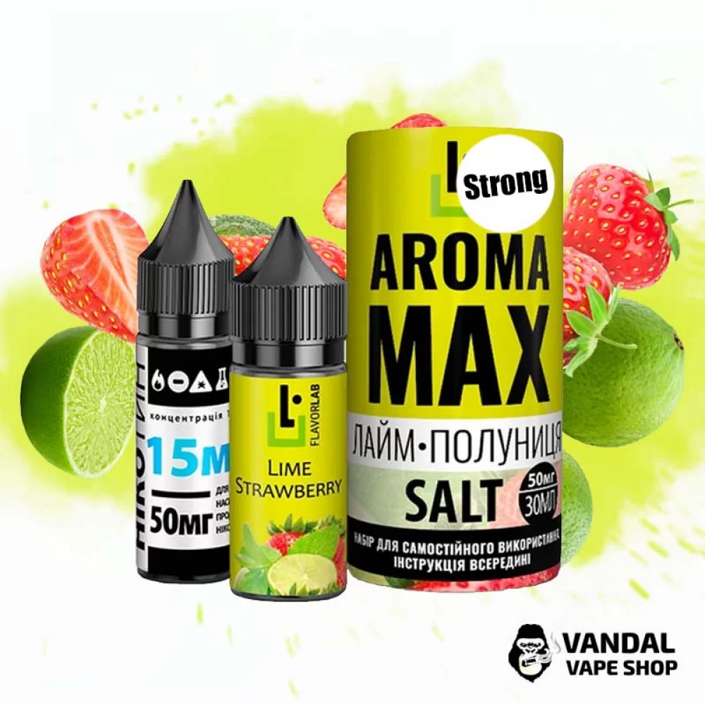 Набір для самозамісу Aroma MAX Salt Strong 30 мл 50 мг зі смаком лайма і полуниці
