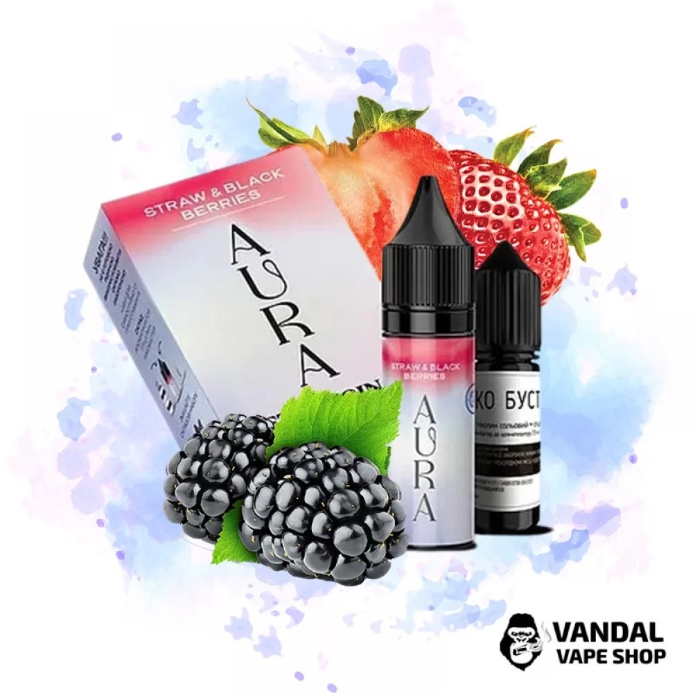 Набор для самозамеса Aura Original 15 мл 50 мг - с вкусом клубники с ежевикой.