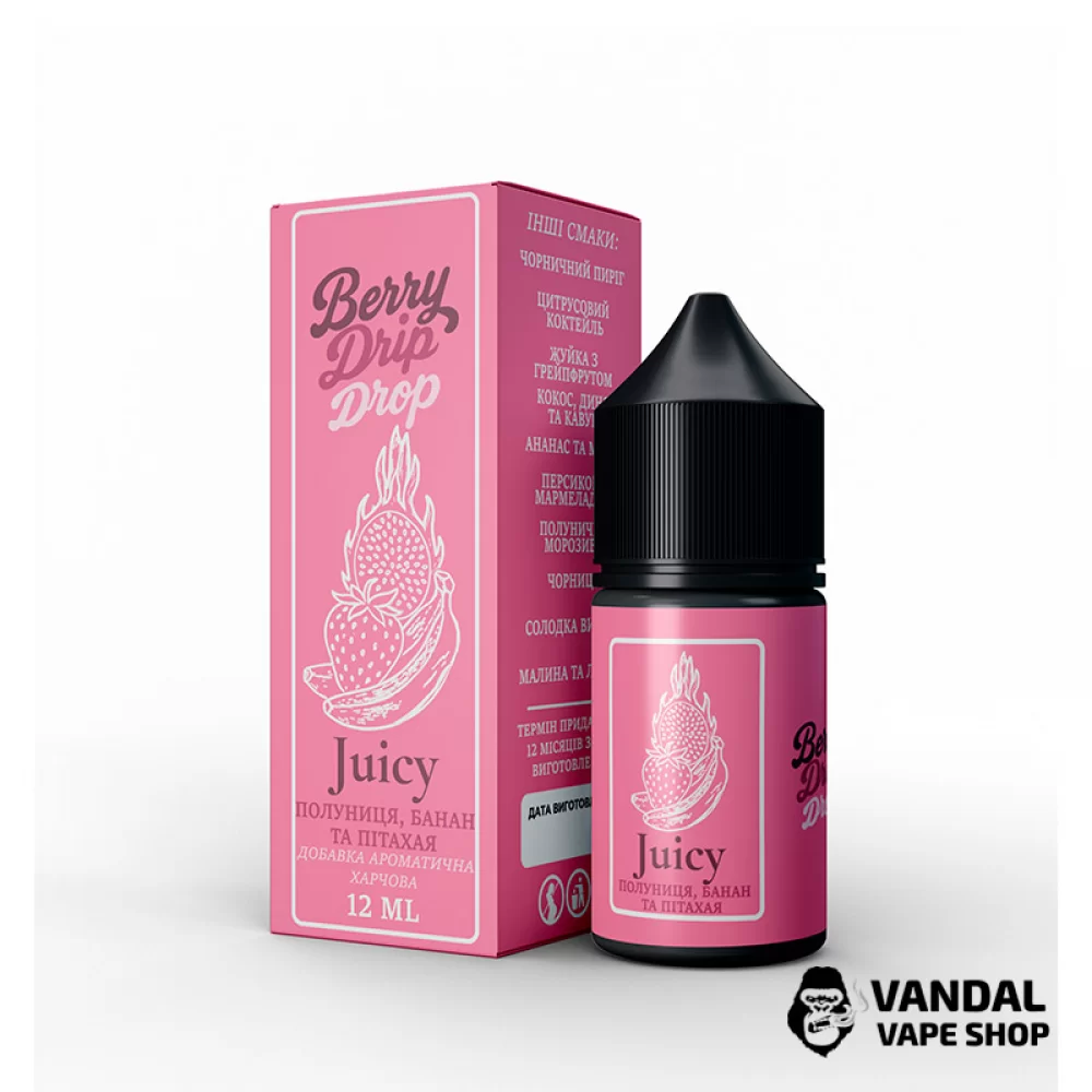 Набір для самозамісу Berry Drip Drop 30 мл 50 мг зі смаком полуниці, банана та пітахаї