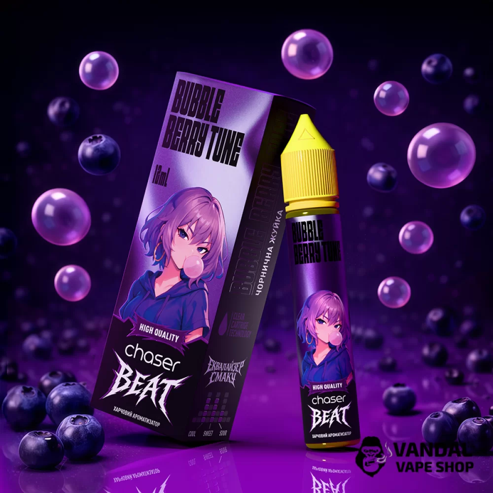 Набір для самозамісу Chaser Beat 30 мл 65 мг зі смаком чорничної жуйки Набір для самозамісу Chaser Beat 30 мл 65 мг зі смаком чорничної жуйки