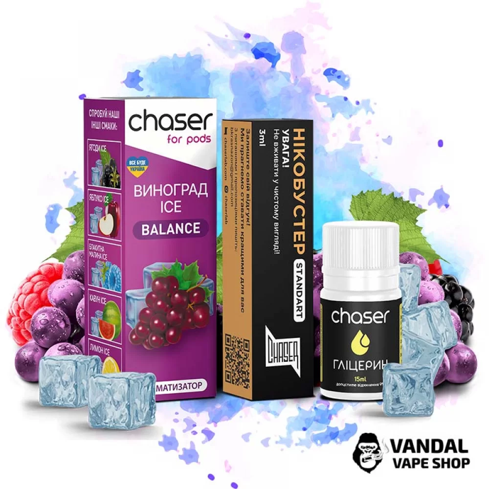 Набор для самозамеса Chaser ForPods Ice 30 мл 65 мг со вкусом винограда Набор для самозамеса Chaser ForPods Ice 30 мл 65 мг со вкусом винограда