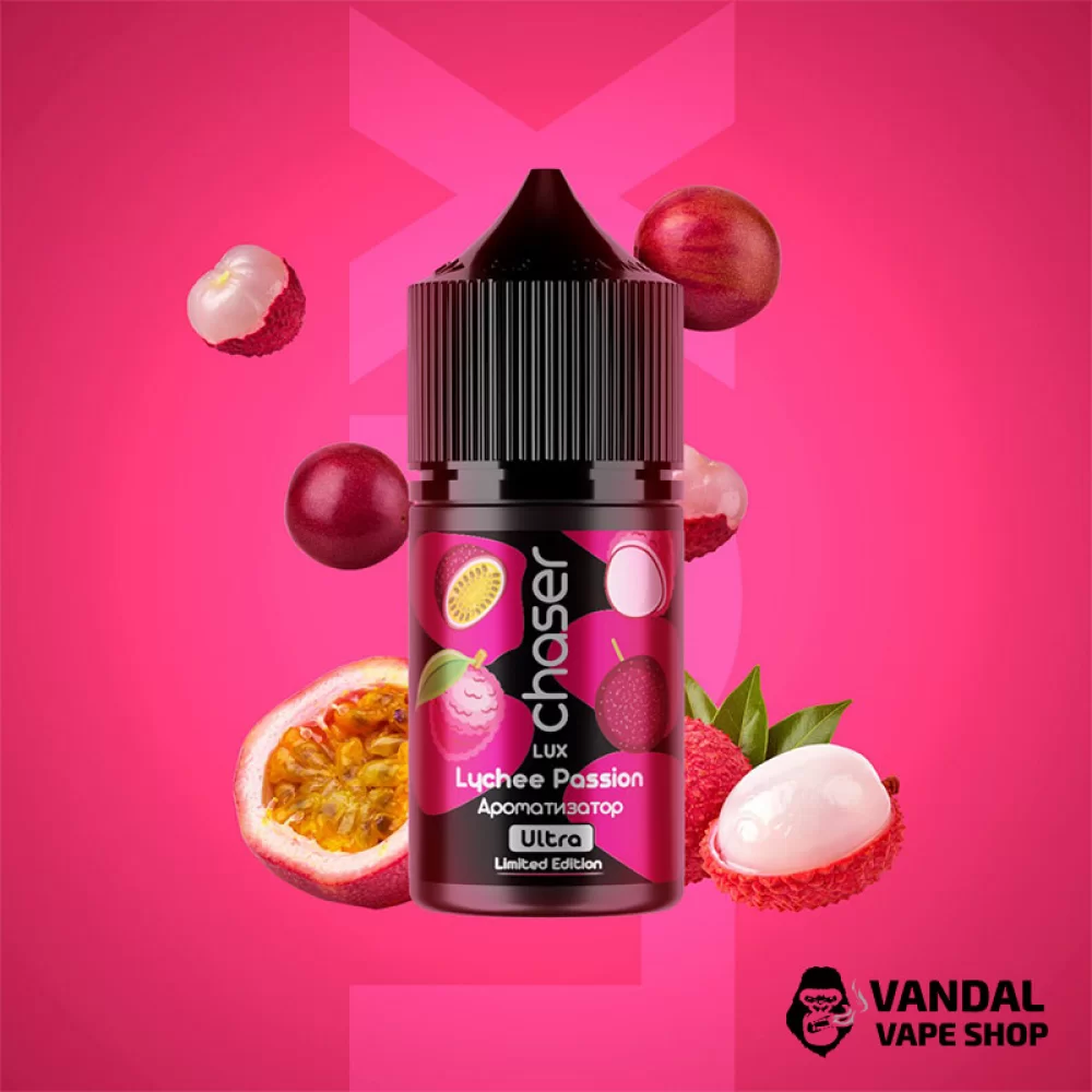 Набір для самозамісу Chaser Lux 30 мл 65 мг зі смаком лічі та маракуї Набір для самозамісу Chaser Lux 30 мл 65 мг зі смаком лічі та маракуї