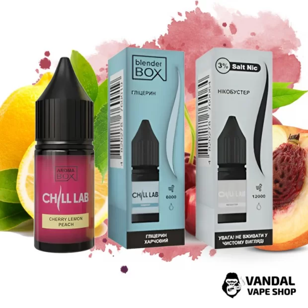 Набір для самозамісу Chill Lab 30 мл 30 мг зі смаком вишні, лимона і персика