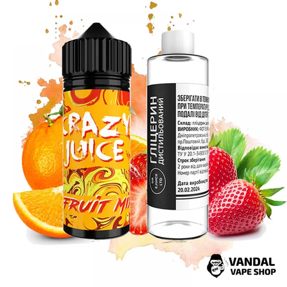 Набор для самозамеса Crazy Juice Organic - со вкусом апельсиновой цедры и клубники 120 мл 3 мг Набор для самозамеса Crazy Juice Organic - со вкусом апельсиновой цедры и клубники 120 мл 3 мг