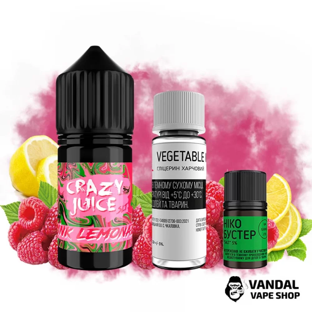 Набор для самозамеса Crazy Juice - со вкусом Розового Лимонада 30 мл 65 мг Набор для самозамеса Crazy Juice - со вкусом Розового Лимонада 30 мл 65 мг