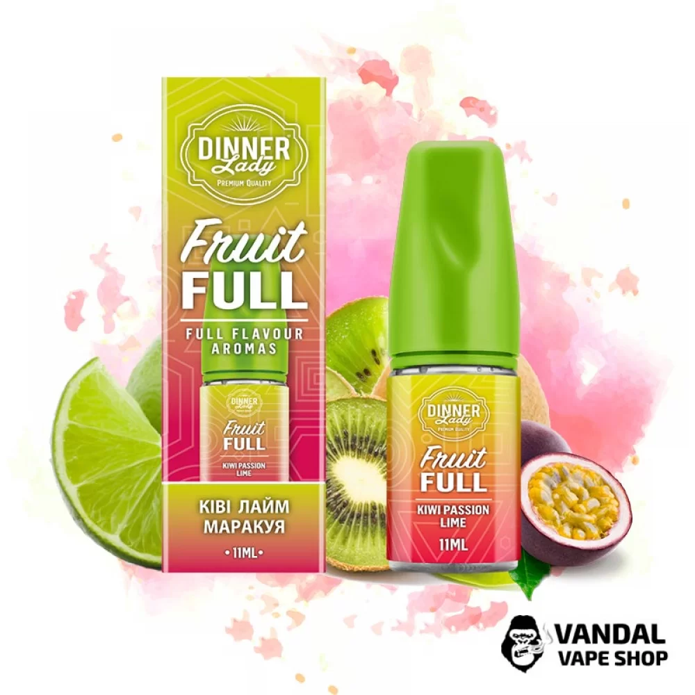 Набор для самозамеса Dinner Lady Fruit Full 30 мл 50 мг - со вкусом киви, маракуи и лайма Набор для самозамеса Dinner Lady Fruit Full 30 мл 50 мг - со вкусом киви, маракуи и лайма