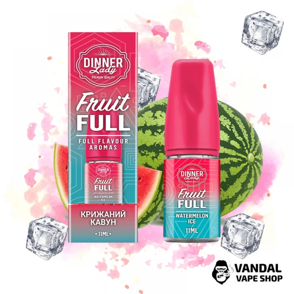 Набір для самозамісу Dinner Lady Fruit Full 30 мл 50 мг - зі смаком кавуна з льодом Набір для самозамісу Dinner Lady Fruit Full 30 мл 50 мг - зі смаком кавуна з льодом