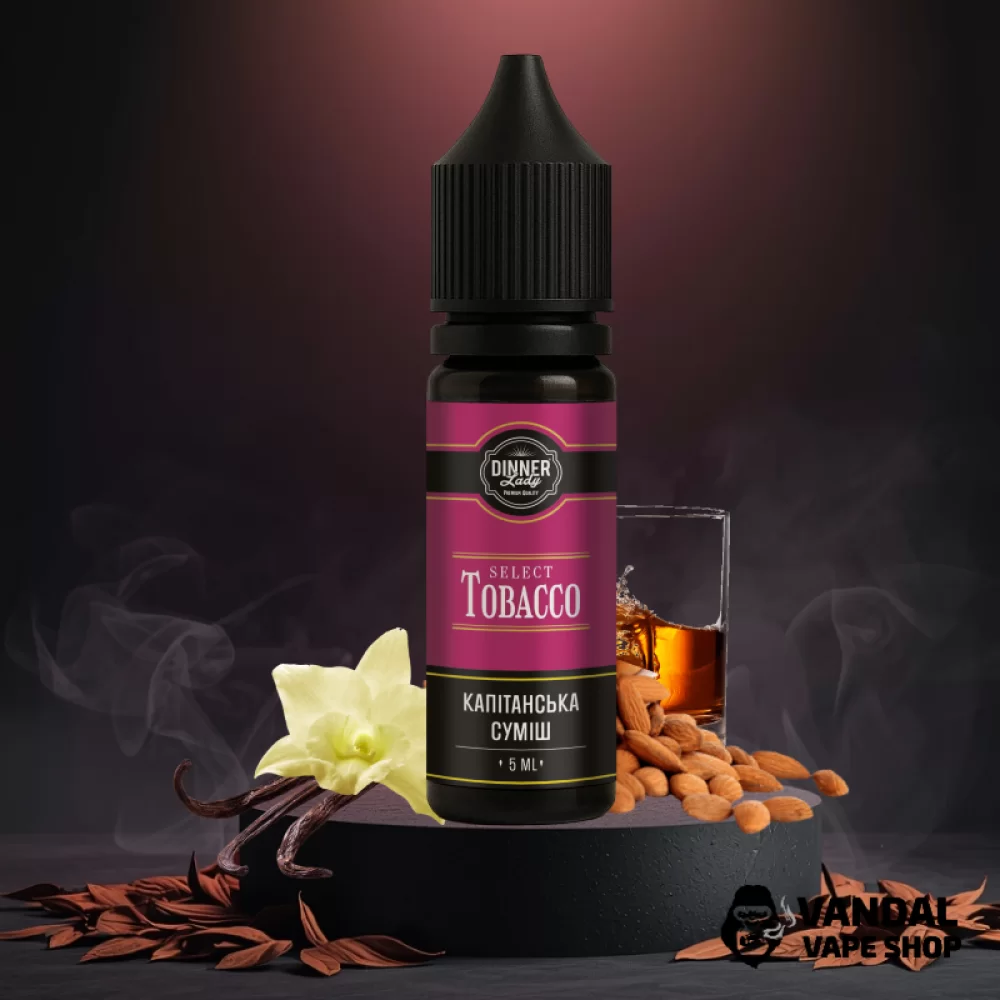 Набор для самозамеса Dinner Lady Tobacco 15 мл 50 мг со вкусом кубинского табака, ореха, рома та ванили