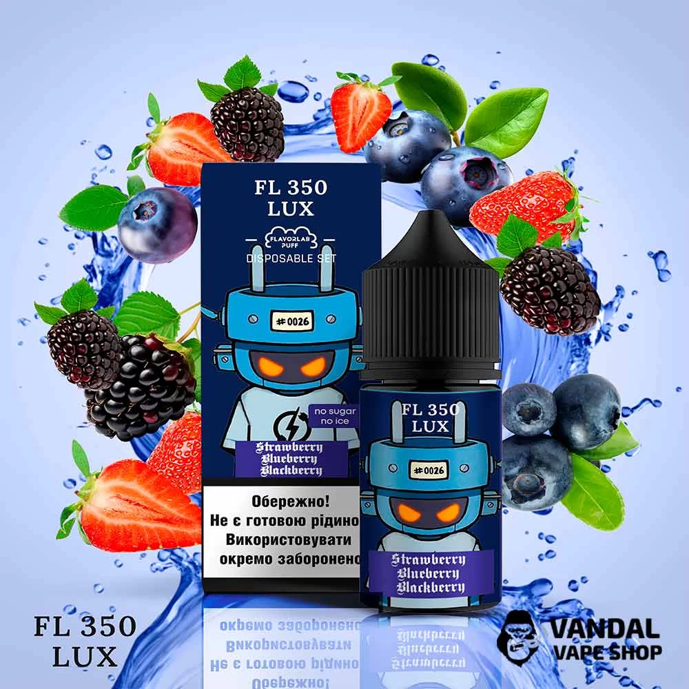 Набор для самозамеса FL350 Lux Salt 30 мл 50 мг со вкусом черники, клубники, ежевики Набор для самозамеса FL350 Lux Salt 30 мл 50 мг со вкусом черники, клубники, ежевики