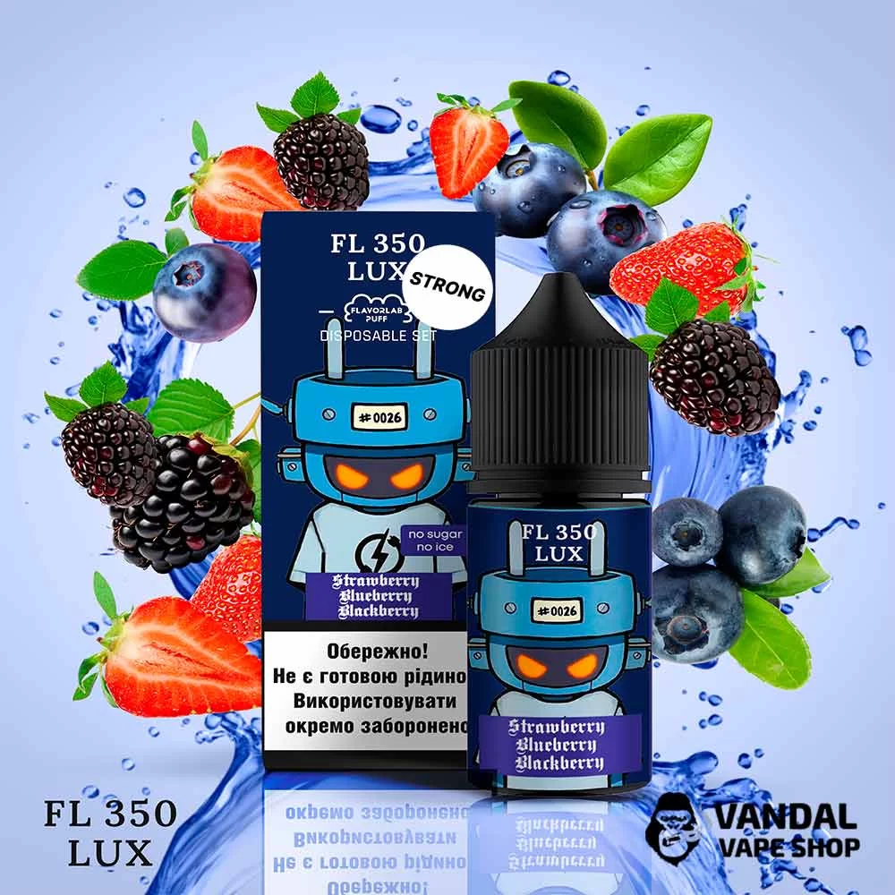 Набір для самозамісу FL350 Lux Strong Salt 30 мл 50 мг зі смаком чорниці, ожини і полуниці Набір для самозамісу FL350 Lux Strong Salt 30 мл 50 мг зі смаком чорниці, ожини і полуниці