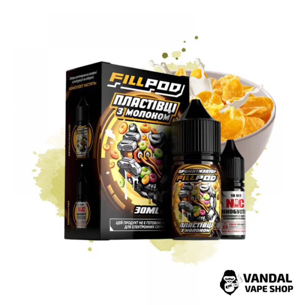 Набор для самозамеса Fill Pod 30 мл 50 мг со вкусом молочных хлопьев Набор для самозамеса Fill Pod 30 мл 50 мг со вкусом молочных хлопьев