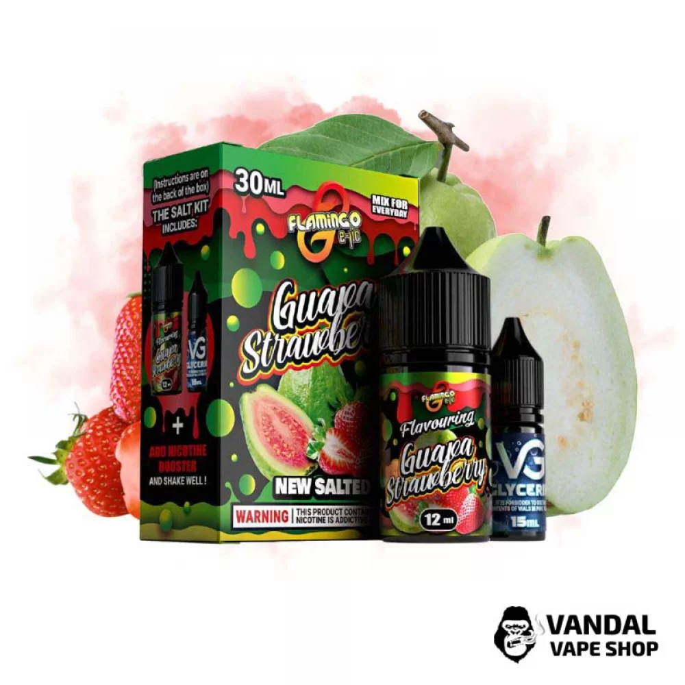 Набор для самозамеса Flamingo 30 мл 50 мг со вкусом гуавы и клубники Набор для самозамеса Flamingo 30 мл 50 мг со вкусом гуавы и клубники