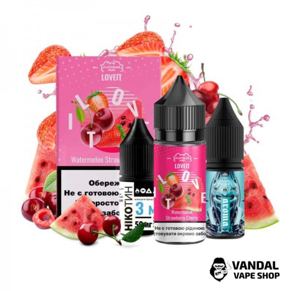 Набір для самозамісу Flavorlab Love it 30 мл 50 мг зі смаком кавуна, полуниці та вишні