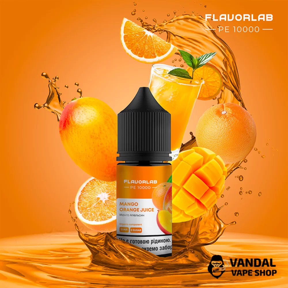 Набір для самозамісу Flavorlab PE 10000 30 мл 50 мг зі смаком соку з манго і апельсина Набір для самозамісу Flavorlab PE 10000 30 мл 50 мг зі смаком соку з манго і апельсина