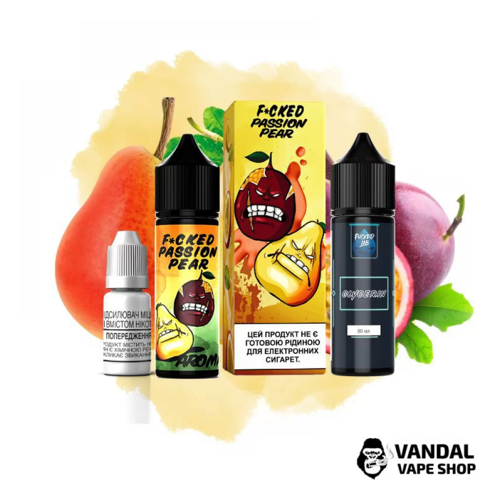 Набір для самозамісу Fucked Lab Organic 60 мл 3 мг зі смаком маракуї і груші Набір для самозамісу Fucked Lab Organic 60 мл 3 мг зі смаком маракуї і груші