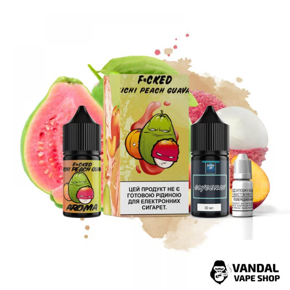 Набор для самозамеса Fucked Lab Salt 30 мл 25 мг со вкусом личи, персика и гуавы
