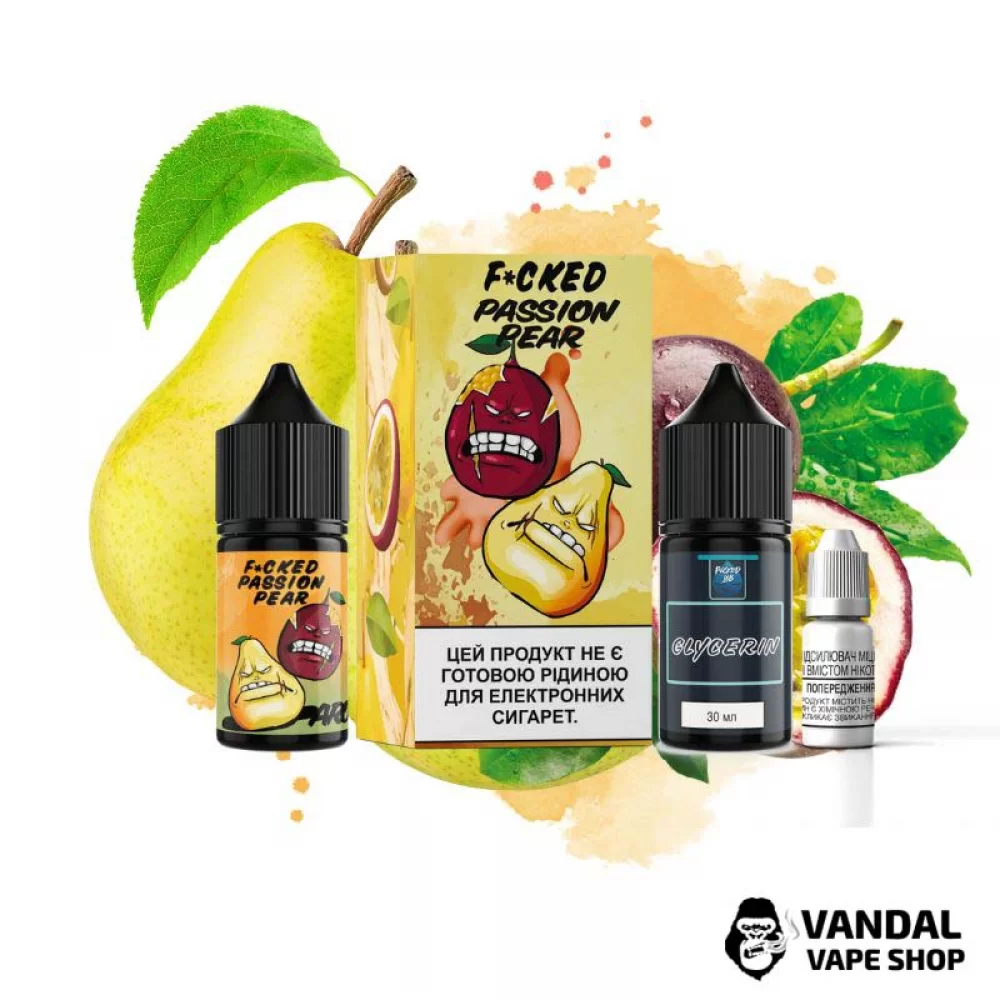 Набор для самозамеса Fucked Lab Salt 30 мл 25 мг со вкусом маракуи и груши Набор для самозамеса Fucked Lab Salt 30 мл 25 мг со вкусом маракуи и груши