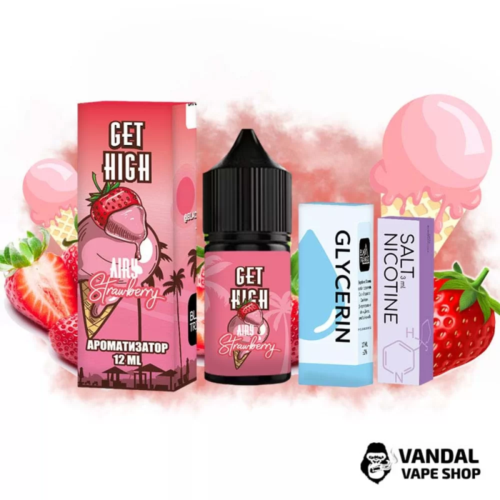 Набор для самозамеса Get High 30 мл 25 мг - со вкусом клубничного мороженого.