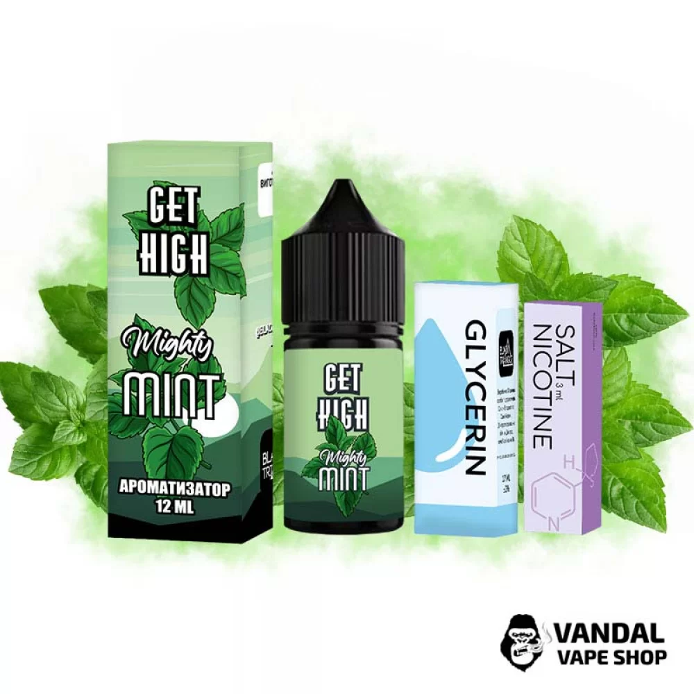Набор для самозамеса Get High 30 мл 25 мг - со вкусом прохладной мяты. Набор для самозамеса Get High 30 мл 25 мг - со вкусом прохладной мяты.
